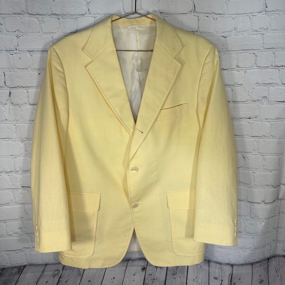 Vintage J. Press Mens Yellow Blazer Sport Coat Union Made USA Ivy League Style